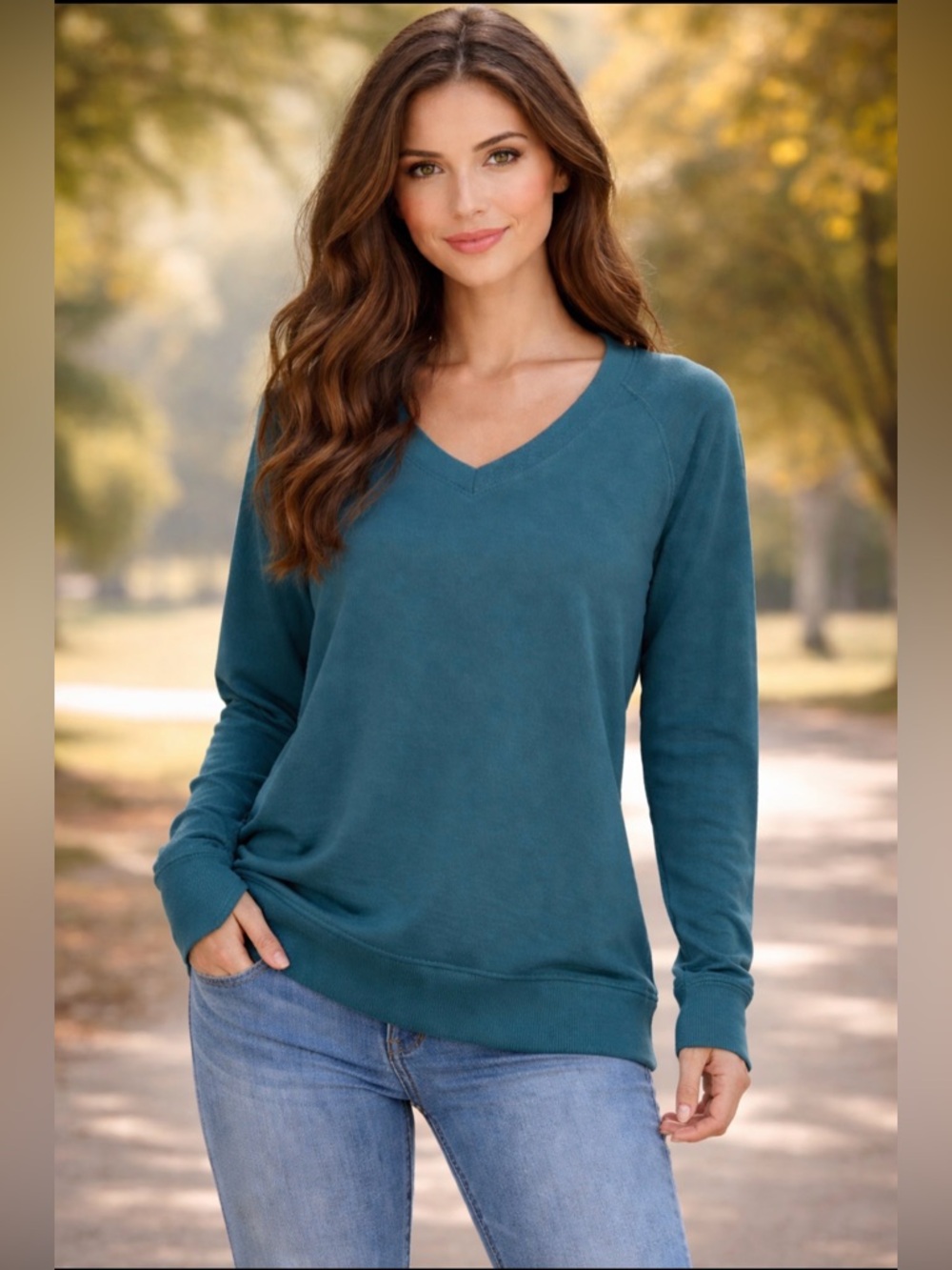 Buffalo David Bitton Deep Teal V-Neck Pullover Women’s 3 sizes